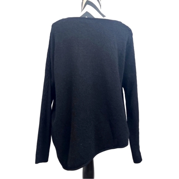 Neiman Marcus 100% Cashmere Asymmetric Oversized Sz S Braided Sleeve Sweater - Picture 3 of 13